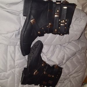 Black And gold boots/shoes!